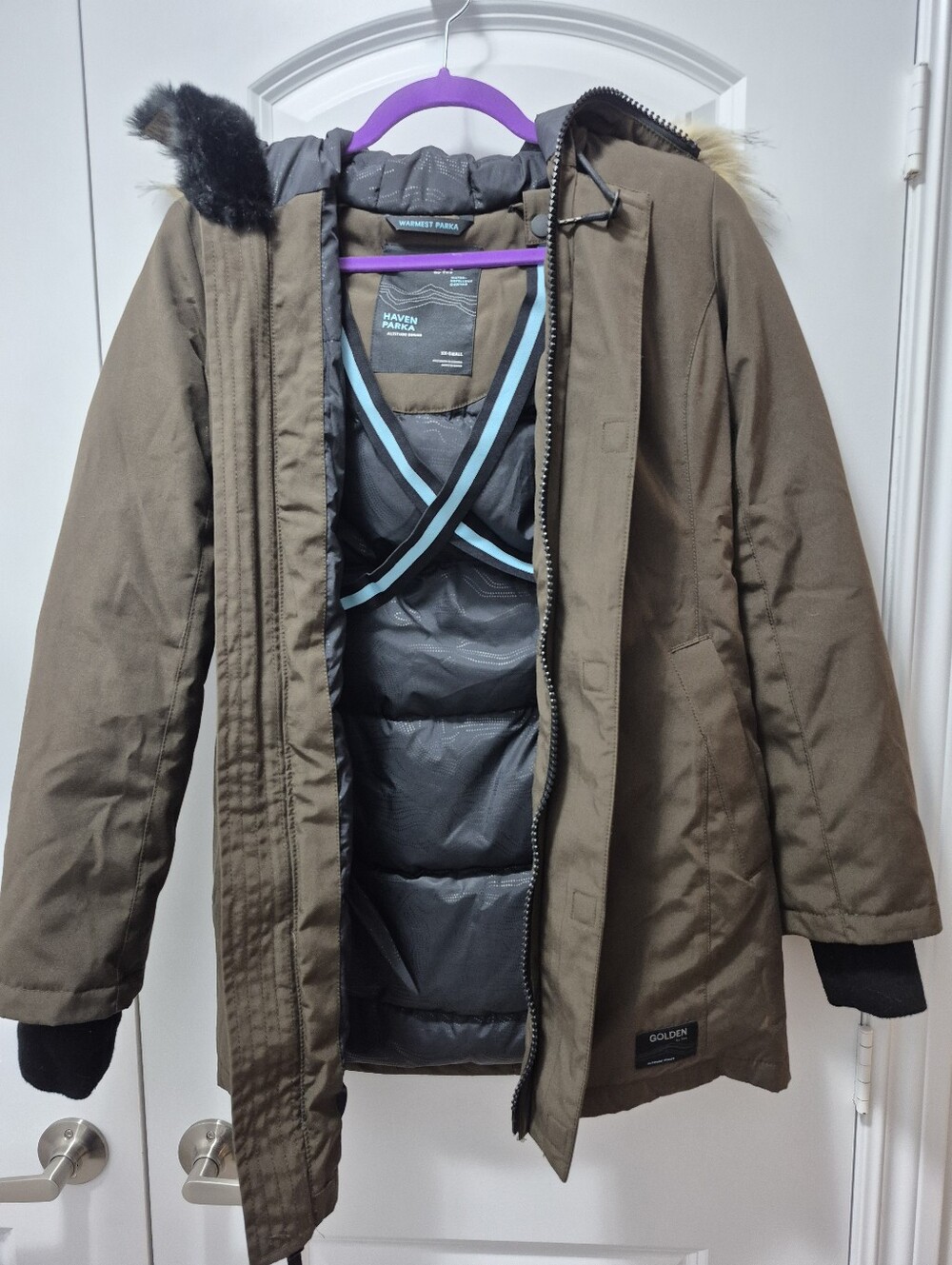 Aritzia Golden by TNA Haven Parka, XX-Small, Olive-Brown